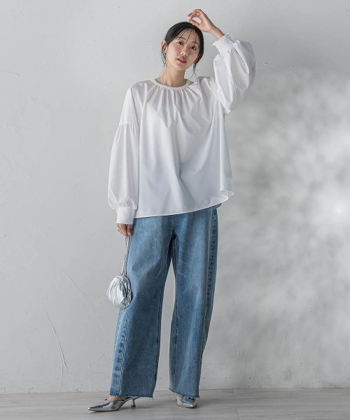 Droite lautreamont（ドロワットロートレアモン）の「ブレードブラウス≪洗濯機で洗える≫（シャツ/ブラウス・レディース・オフホワイト/ブラック・M）」の10枚目の写真