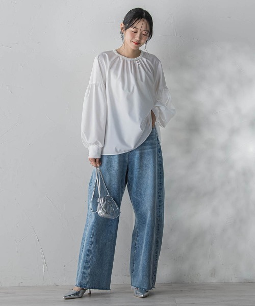 Droite lautreamont（ドロワットロートレアモン）の「ブレードブラウス≪洗濯機で洗える≫（シャツ/ブラウス・レディース・オフホワイト/ブラック・M）」の11枚目の写真