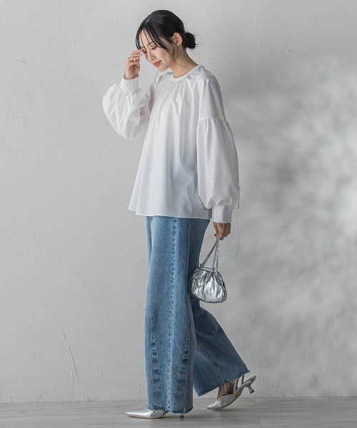 Droite lautreamont（ドロワットロートレアモン）の「ブレードブラウス≪洗濯機で洗える≫（シャツ/ブラウス・レディース・オフホワイト/ブラック・M）」の12枚目の写真