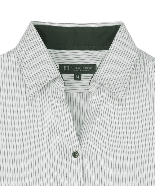 TOKYO SHIRTS（トウキョウシャツ）の「COFREX 形態安定ノンアイロン スキッパー 長袖ビジネスワイシャツ（ビジネスシャツ・レディース・グレー・S/M/L/LL）」の3枚目の写真