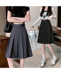 Bling Leads（ブリングリーズ）の「【Bls】 【ZL】【Bling Leads】韓国風ひざ丈 プリーツスカートベルト付き（スカート）」