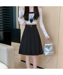 Bling Leads（ブリングリーズ）の「【Bls】 【ZL】【Bling Leads】韓国風ひざ丈 プリーツスカートベルト付き（スカート）」