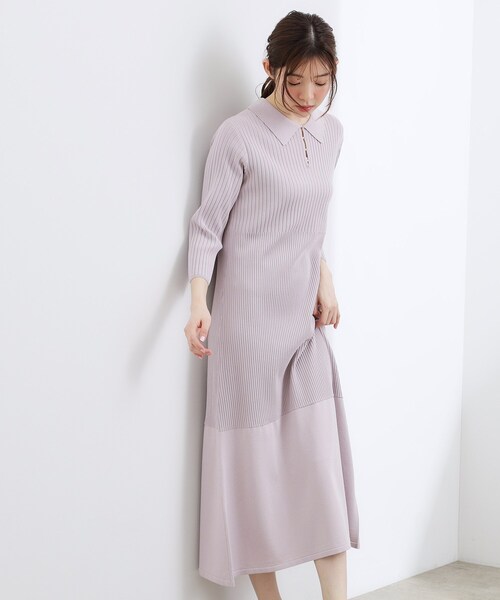 grove(グローブ)の「高評価!【洗える】大人の上品ポロニットワンピース(ワンピース・レディース・ネイビー/パープル/ブラック系4・01/02/03)」の7枚目の写真
