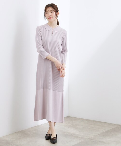 grove(グローブ)の「高評価!【洗える】大人の上品ポロニットワンピース(ワンピース・レディース・ネイビー/パープル/ブラック系4・01/02/03)」の8枚目の写真