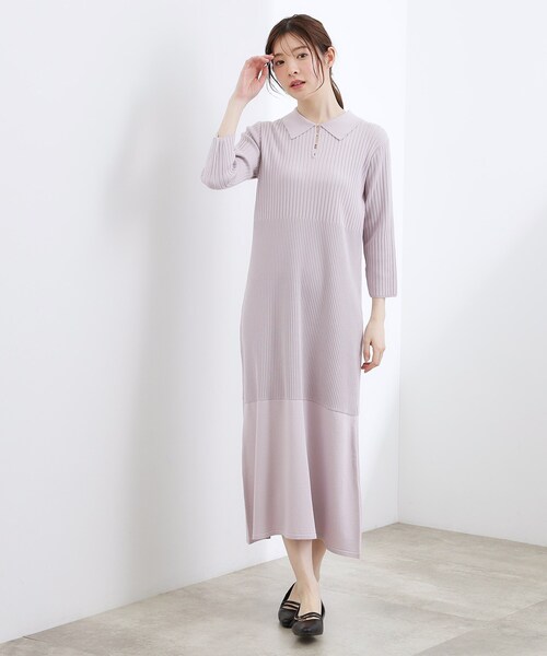 grove(グローブ)の「高評価!【洗える】大人の上品ポロニットワンピース(ワンピース・レディース・ネイビー/パープル/ブラック系4・01/02/03)」の9枚目の写真