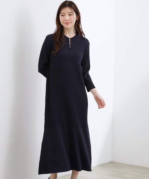 grove(グローブ)の「高評価!【洗える】大人の上品ポロニットワンピース(ワンピース・レディース・ネイビー/パープル/ブラック系4・01/02/03)」の11枚目の写真