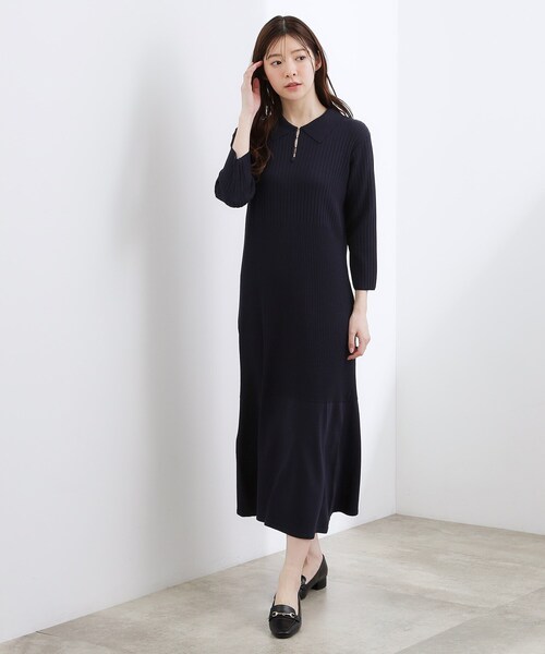 grove(グローブ)の「高評価!【洗える】大人の上品ポロニットワンピース(ワンピース・レディース・ネイビー/パープル/ブラック系4・01/02/03)」の12枚目の写真