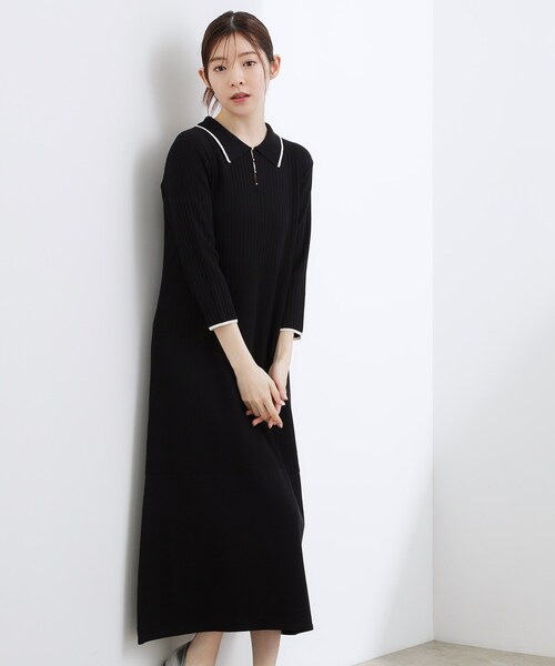 grove(グローブ)の「高評価!【洗える】大人の上品ポロニットワンピース(ワンピース・レディース・ネイビー/パープル/ブラック系4・01/02/03)」の15枚目の写真