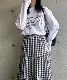 レタリング×リボンロンT/長袖Tシャツ