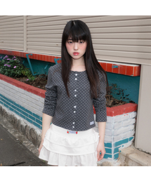 Dot Button Point Cardigan [Charcoal]