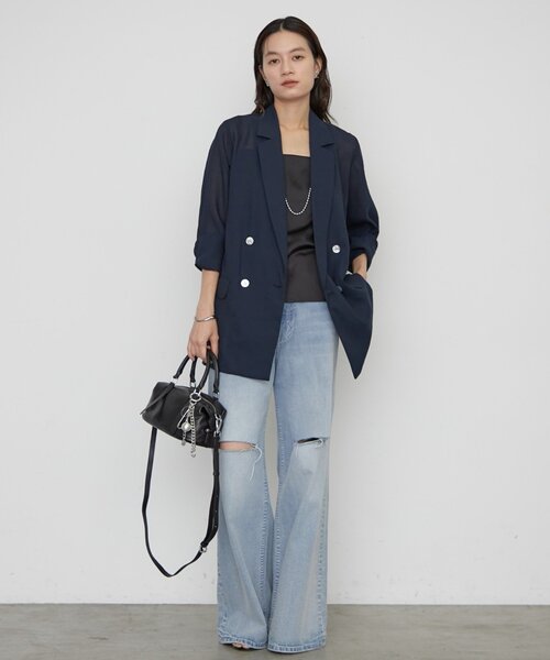 LOUNGEDRESS(ラウンジドレス)の「【Atelier N5/アトリエヌメロサンク】サテンキャミ(シャツ/ブラウス・レディース・ライトベージュ/ブラック・FREE)」の7枚目の写真