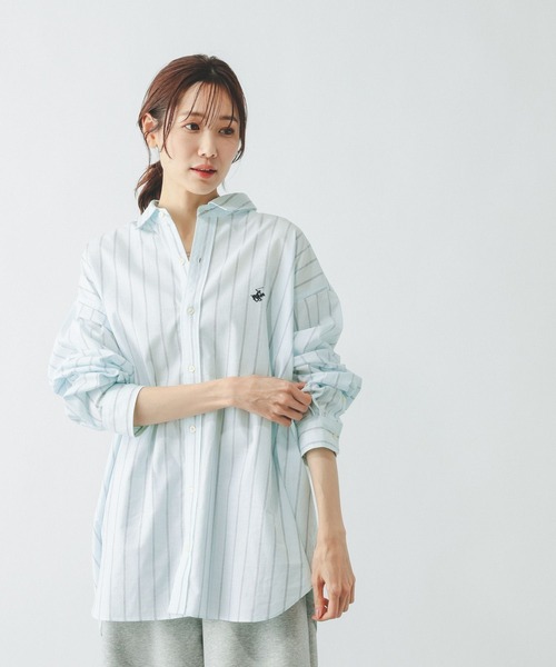 BEVERLY HILLS POLO CLUB（ビバリーヒルズポロクラブ）の「【BEVERLYHILLS POLO CLUB】ストライプシャツ/603589（シャツ/ブラウス・レディース・スカイブルー/サックスブルー/イエロー・FREE）」の6枚目の写真