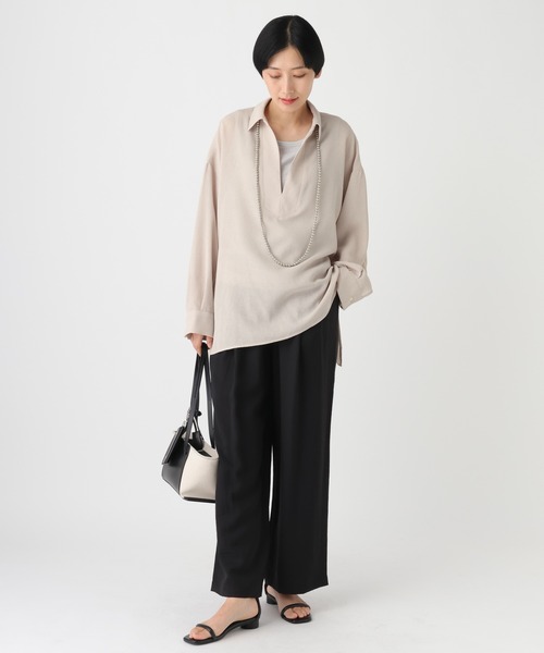 Elura(エルーラ)の「メッシュスキッパーブラウス/636881(シャツ/ブラウス・レディース・ブラック/グレイッシュベージュ・FREE)」の8枚目の写真