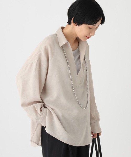 Elura(エルーラ)の「メッシュスキッパーブラウス/636881(シャツ/ブラウス・レディース・ブラック/グレイッシュベージュ・FREE)」の7枚目の写真