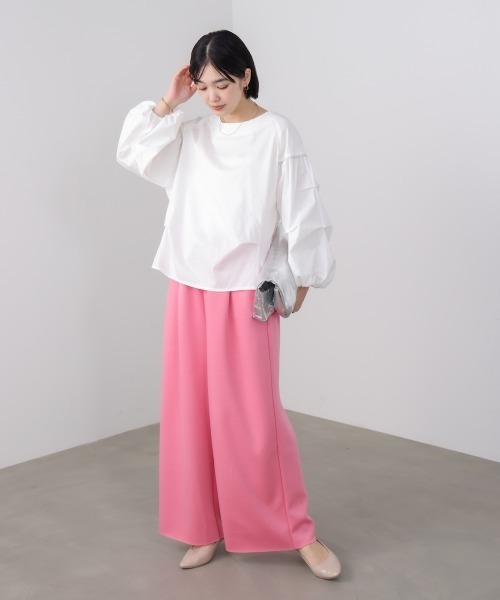 Bou Jeloud(ブージュルード)の「Wシルケット異素材タックスリーブプルオーバー(Tシャツ/カットソー・レディース・オフホワイト/ブラック・FREE)」の21枚目の写真
