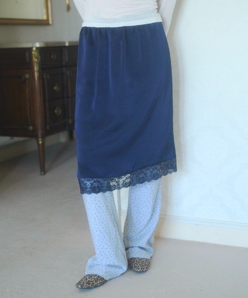 satin lace midi skirt / サテンレースミディスカート（スカート