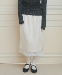 satin lace midi skirt / サテンレースミディスカート
