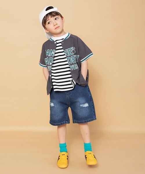 BRANSHES(ブランシェス)の「【WEB限定】ベースボール風半袖シャツ(Tシャツ/カットソー・キッズ・ライトグレー/チャコールグレー・120/130/150/140/100/110)」の4枚目の写真