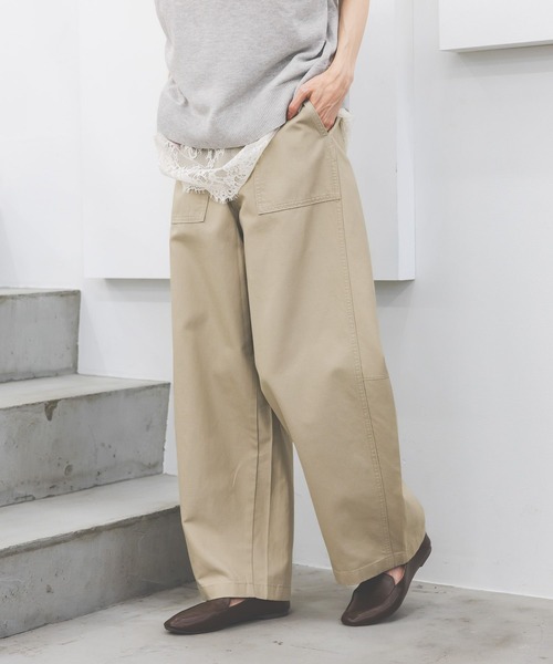 GLOBAL WORK（グローバルワーク）の「GOODチノベイカーパンツ/638528（その他パンツ・レディース・ダークブラウン/カーキ/ベージュ系その他/ベージュ・LARGE/SMALL/MEDIUM）」の9枚目の写真