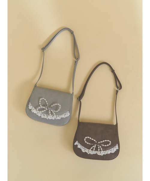 merry jenny（メリージェニー）の「pearl butterfly lace shoulder bag（ショルダーバッグ・レディース・ライトブルー/ブラウン・FREE）」の16枚目の写真