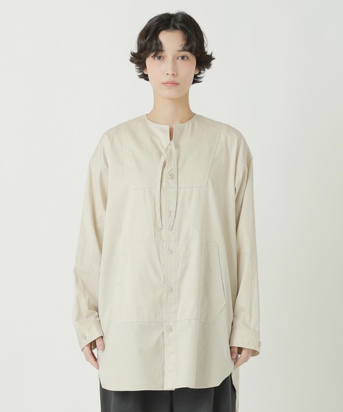 ZUCCa（ズッカ）の「(S)LONG SHIRT（シャツ/ブラウス・レディース・ベージュ/ネイビー/ホワイト・M size）」の2枚目の写真