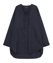 zucca ズッカ ストライプ スキッパーシャツ Vネック 七分袖 ブルー 