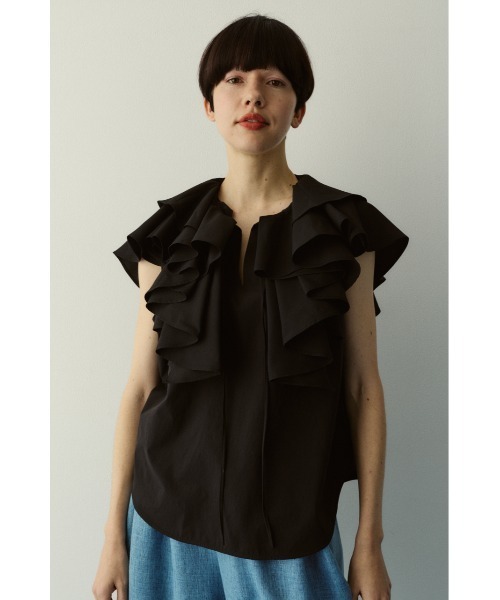 HeRIN.CYE（ヘリンドットサイ）の「Ruffled blouse　　ラッフルブラウス（シャツ/ブラウス・レディース・ホワイト/ライトブルー/ブラック・FREE）」の3枚目の写真