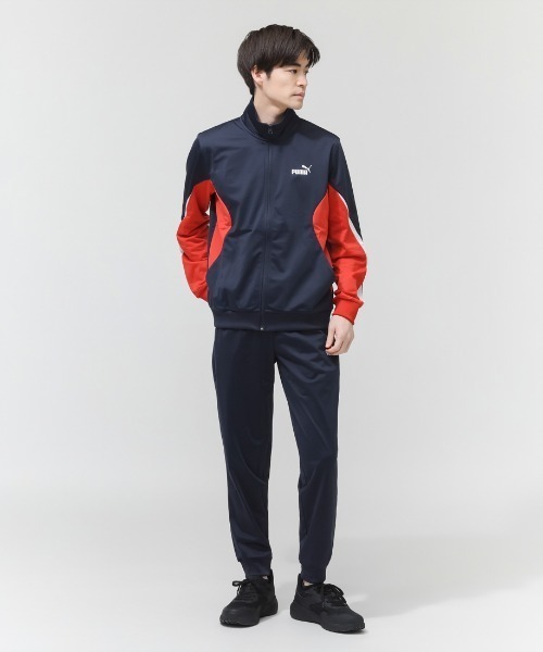 PUMA(プーマ)の「【別注】プーマ PUMA ESS ブロック ポリ スーツ 限定コラボ(ジャージ・メンズ・ブラック/ネイビー・S/M/L/LL/3L)」の2枚目の写真