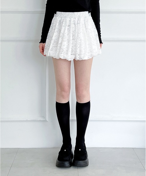 by muni:r(バイ ムニール)の「レースバルーンフレアスカート(スカート・レディース・ホワイト/ブラック・MEDIUM/SMALL)」の15枚目の写真