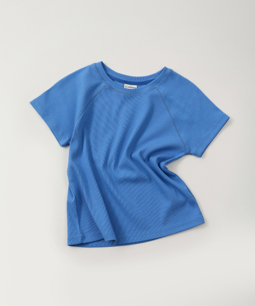 FROMWHERE(フロムウェア)の「レギュラースリムTシャツ ブルー(Tシャツ/カットソー・レディース・その他・FREE)」の2枚目の写真