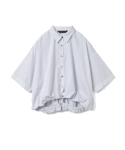 セール】mizuiro ind ストライプハーフスリーブバルーンシャツ（シャツ