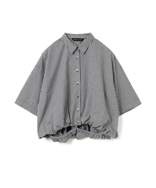 mizuiroind(ミズイロインド)の「mizuiro ind ストライプハーフスリーブバルーンシャツ(シャツ/ブラウス・レディース・ブラック/ネイビー/ブラック系その他/ブラック系その他2/ブラック系その他3/ブルー系その他/オフホワイト/ブラック系その他5・FREE)」の6枚目の写真