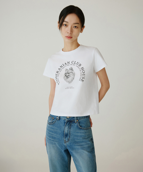 SIYAZU(シヤジュ)の「SITP5265 ポメラニアン 半袖Tシャツ_ホワイト(Tシャツ/カットソー・レディース・ホワイト・ONE)」の2枚目の写真
