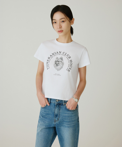 SIYAZU(シヤジュ)の「SITP5265 ポメラニアン 半袖Tシャツ_ホワイト(Tシャツ/カットソー・レディース・ホワイト・ONE)」の3枚目の写真