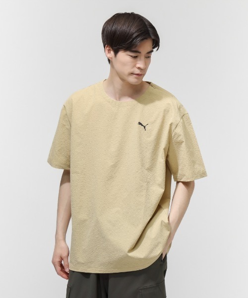 PUMA（プーマ）の「プーマ PUMA ESS ELEVATED ウーブン SS クルー（Tシャツ/カットソー・メンズ・サンドグレー/ネイビー/カーキ/ブラック・S/M/L/LL/3L）」の3枚目の写真