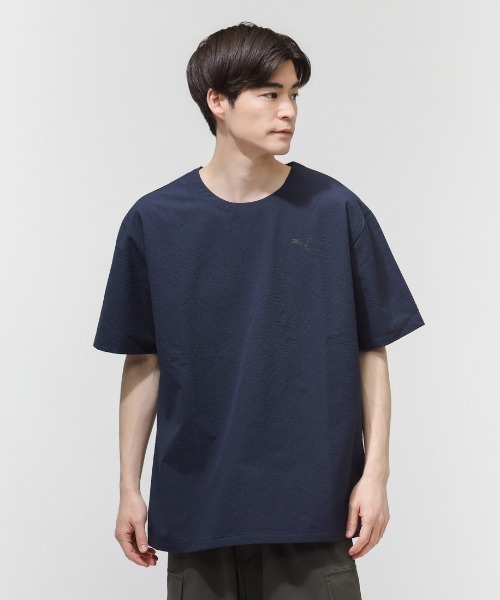 PUMA（プーマ）の「プーマ PUMA ESS ELEVATED ウーブン SS クルー（Tシャツ/カットソー・メンズ・サンドグレー/ネイビー/カーキ/ブラック・S/M/L/LL/3L）」の4枚目の写真