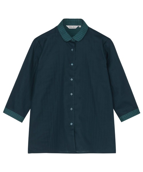 TOKYO SHIRTS(トウキョウシャツ)の「【Pitta Re:)】ふわっとガーゼシャツ レギュラーシルエット 七分袖 綿100% レディース カジュアルシャツ(シャツ/ブラウス・レディース・ネイビー・L)」の1枚目の写真