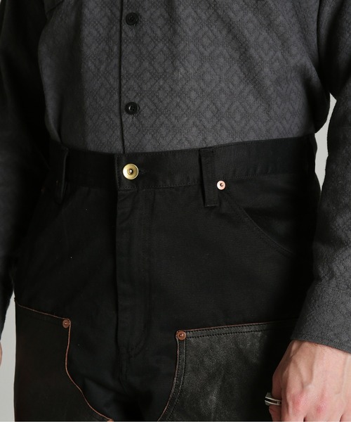Schott(ショット)の「Schott/ショット/LEATHER COMB. DOUBLE KNEE PANTS/レザーコンビ ダブルニーパンツ(その他パンツ・メンズ・ブラック/ダークブラウン・30/36/34/32)」の7枚目の写真