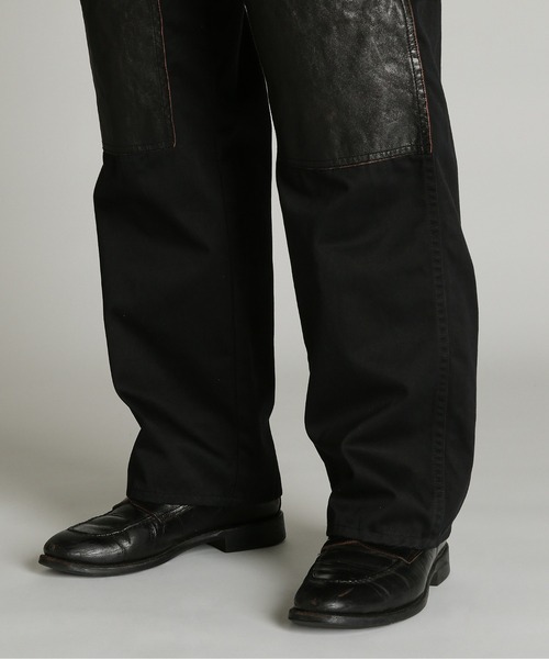 Schott(ショット)の「Schott/ショット/LEATHER COMB. DOUBLE KNEE PANTS/レザーコンビ ダブルニーパンツ(その他パンツ・メンズ・ブラック/ダークブラウン・30/36/34/32)」の10枚目の写真