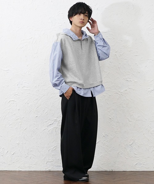MinoriTY(マイノリティ)の「【MinoriTY】シャツドッキングパーカー メンズ 春服 夏服 ユニセックス(パーカー・メンズ・グレー・M/L)」の5枚目の写真
