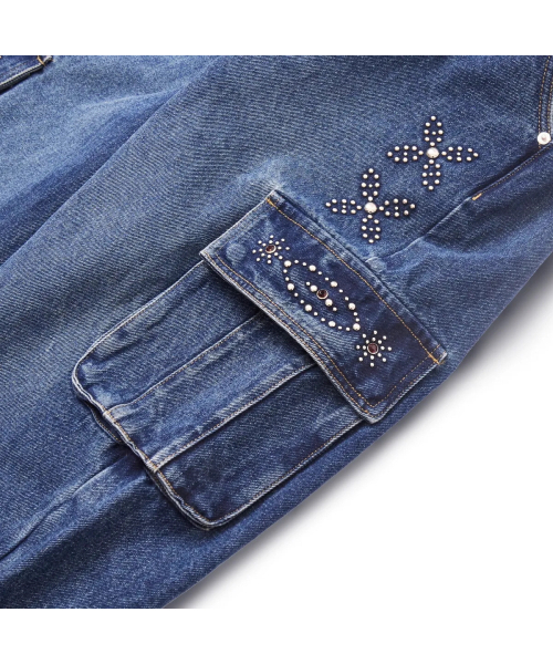 GARMENTS FAB(ガーメンツファブ)の「Gemstone Denim Cargo Pants (BLUE)(デニムパンツ・レディース・その他・LARGE/MEDIUM)」の4枚目の写真