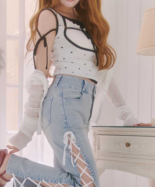 Belle Charme(ベルシャルム)の「【Belle Charme】Sheer Light Cardigan(カーディガン/ボレロ・レディース・ブラック/オフホワイト/ベージュ・FREE)」の6枚目の写真