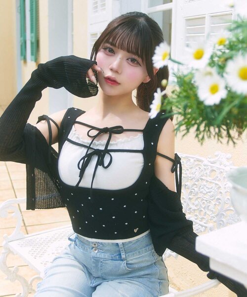 Belle Charme(ベルシャルム)の「【Belle Charme】Sheer Light Cardigan(カーディガン/ボレロ・レディース・ブラック/オフホワイト/ベージュ・FREE)」の8枚目の写真