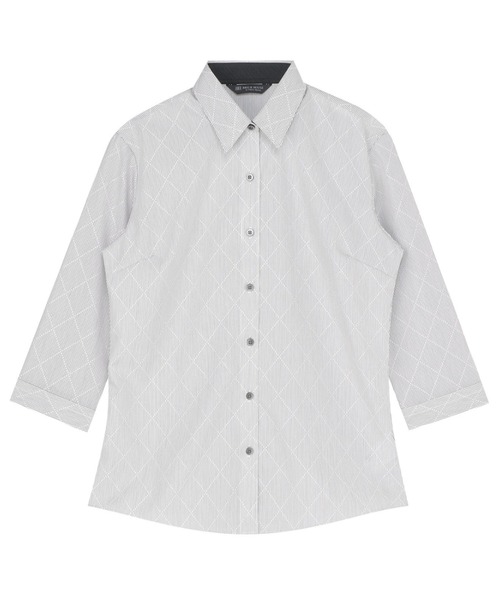 TOKYO SHIRTS(トウキョウシャツ)の「形態安定ノンアイロン レギュラー 7分袖ビジネスワイシャツ(ビジネスシャツ・レディース・グレー・S/M/L/LL)」の1枚目の写真