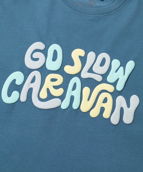 go slow caravan(ゴースローキャラバン)の「シリコンバイオ ヒッピーロゴ ゆったり TEE(Tシャツ/カットソー・メンズ・ライトグレー/ブルー・MEDIUM/LARGE/X-LARGE)」の4枚目の写真