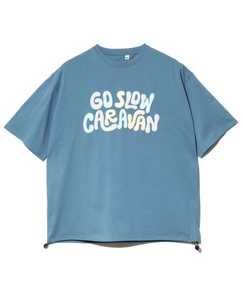 go slow caravan(ゴースローキャラバン)の「シリコンバイオ ヒッピーロゴ ゆったり TEE(Tシャツ/カットソー・メンズ・ライトグレー/ブルー・MEDIUM/LARGE/X-LARGE)」の9枚目の写真