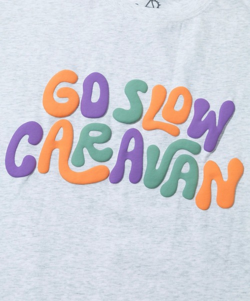 go slow caravan(ゴースローキャラバン)の「シリコンバイオ ヒッピーロゴ ゆったり TEE(Tシャツ/カットソー・メンズ・ライトグレー/ブルー・MEDIUM/LARGE/X-LARGE)」の13枚目の写真
