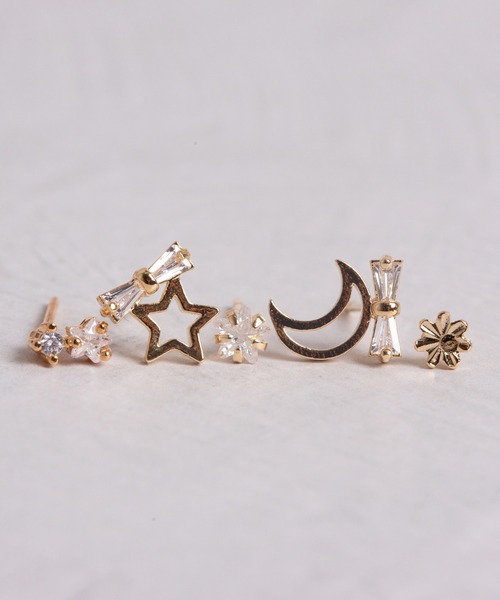 Peony（ピオニー）の「【Peony/ピオニー】スター＆ムーンモチーフ　ピアスセット（ピアス（両耳用）・レディース・ゴールド/シルバー・FREE）」の6枚目の写真