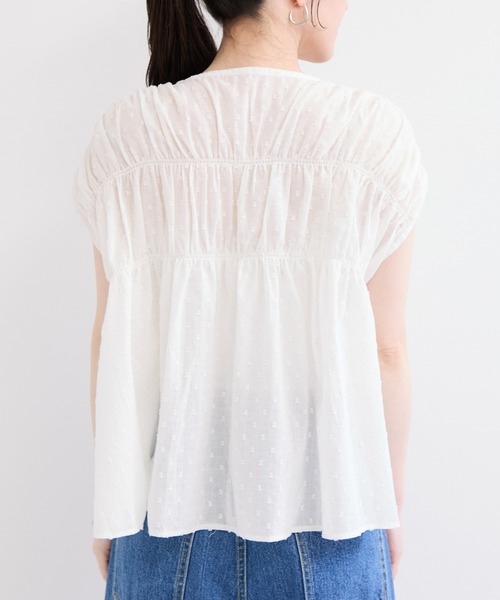 le cercle ADAM ET ROPE'(ルセルクルアダムエロペ)の「ドット刺繍ギャザーブラウス(シャツ/ブラウス・レディース・オフホワイト/ブラック・FREE)」の13枚目の写真