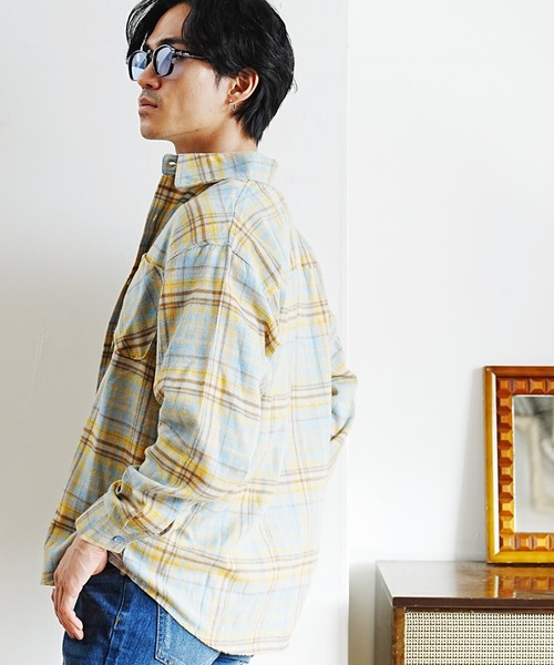 En serio TOKYO（エンソリオトーキョー）の「チェックシャツ（シャツ/ブラウス・メンズ・ブルー/イエロー・LARGE/MEDIUM/X-LARGE）」の3枚目の写真